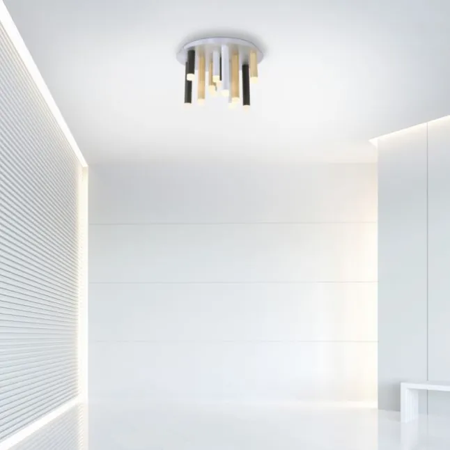 PURE Gemin LED-Deckenleuchte, puristisches Design, gebürstet, Aluminium