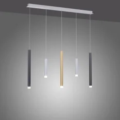 PURE Gemin LED-Pendelleuchte, Aluminium, gebürstet, höhenverstellbar