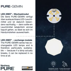 PURE Gemin LED-Pendelleuchte, Aluminium, gebürstet, höhenverstellbar