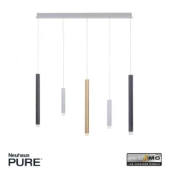 PURE Gemin LED-Pendelleuchte, Aluminium, gebürstet, höhenverstellbar