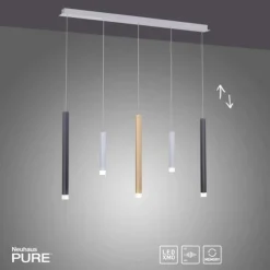 PURE Gemin LED-Pendelleuchte, Aluminium, gebürstet, höhenverstellbar