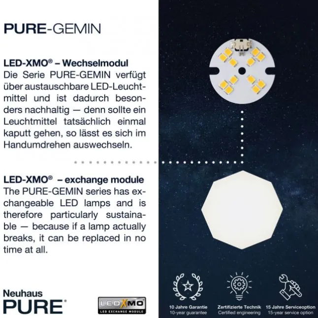 PURE Gemin LED-Wandleuchte, puristisches Design, warmweißes Licht