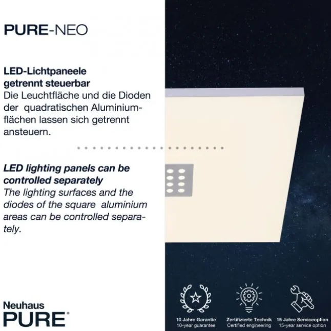 PURE Neo LED-Multifunktionspanel, 45x45cm, Lichtfarbsteuerung, Fernbedienung