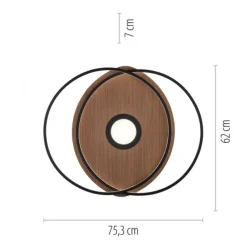 Q-AMIRA, LED-Deckenleuchte, Holzdekor, Stahl, CCT, dimmbar, Smart Home