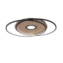 Q-AMIRA, LED-Deckenleuchte, Holzdekor, Stahl, CCT, dimmbar, Smart Home