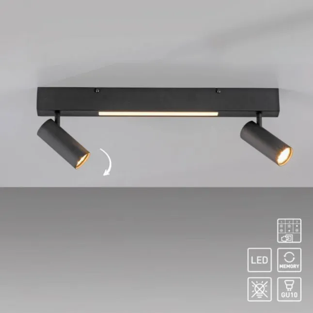 Schöner Wohnen-Kollektion Deckenleuchte DANTE, schwarz, 2-flammig, Serienschalter, Memoryfunktion
