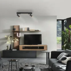 Schöner Wohnen-Kollektion Deckenleuchte DANTE, schwarz, 2-flammig, Serienschalter, Memoryfunktion