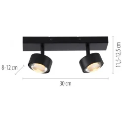 Schöner Wohnen-Kollektion Deckenleuchte Strahler KULU, schwarz, 2-flammig, dreh- und schwenkbar