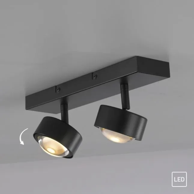 Schöner Wohnen-Kollektion Deckenleuchte Strahler KULU, schwarz, 2-flammig, dreh- und schwenkbar