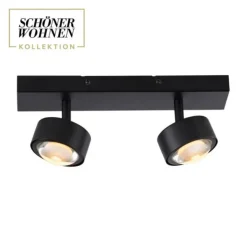 Schöner Wohnen-Kollektion Deckenleuchte Strahler KULU, schwarz, 2-flammig, dreh- und schwenkbar