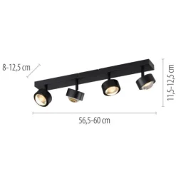 Schöner Wohnen-Kollektion Deckenleuchte KULU, schwarz, 4-flammig, dreh- und schwenkbar