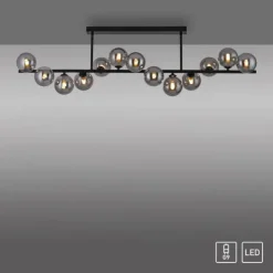 Schöner Wohnen-Kollektion Deckenleuchte DUBAI, schwarz, Rauchglas, Innenleuchte