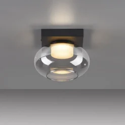 Schöner Wohnen-Kollektion Deckenleuchte SIA schwarz, Rauchglas, dimmbar, Memory