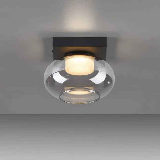 Schöner Wohnen-Kollektion Deckenleuchte SIA schwarz, Rauchglas, dimmbar, Memory
