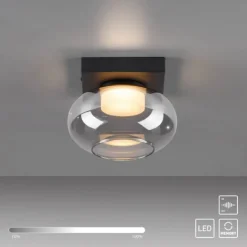 Schöner Wohnen-Kollektion Deckenleuchte SIA schwarz, Rauchglas, dimmbar, Memory