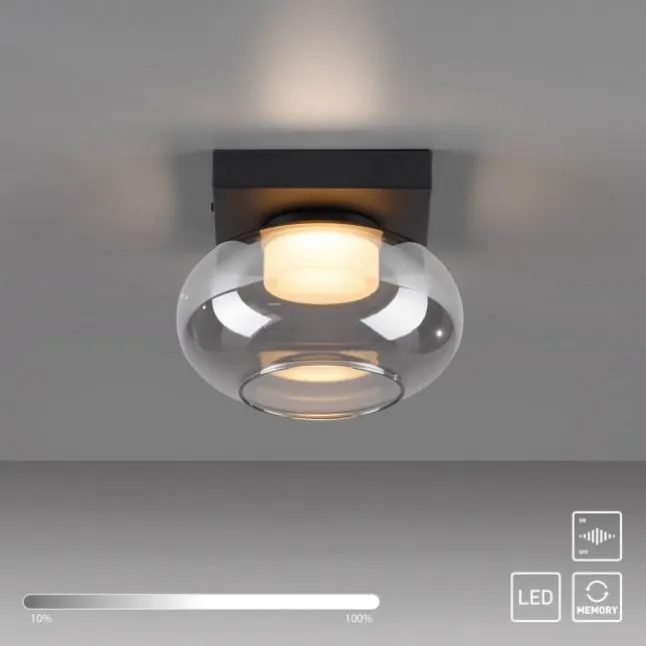 Schöner Wohnen-Kollektion Deckenleuchte SIA schwarz, Rauchglas, dimmbar, Memory
