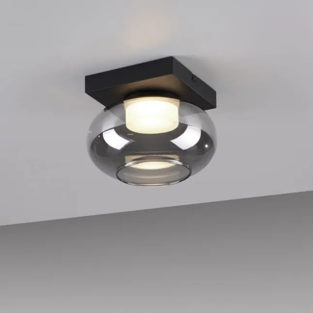 Schöner Wohnen-Kollektion Deckenleuchte SIA schwarz, Rauchglas, dimmbar, Memory