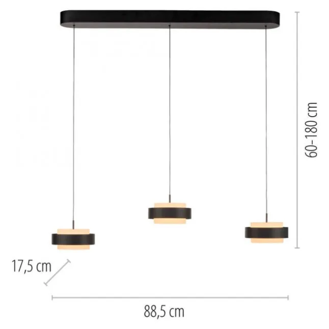 Schöner Wohnen-Kollektion 3fl. LED Pendelleuchte ELMO schwarz