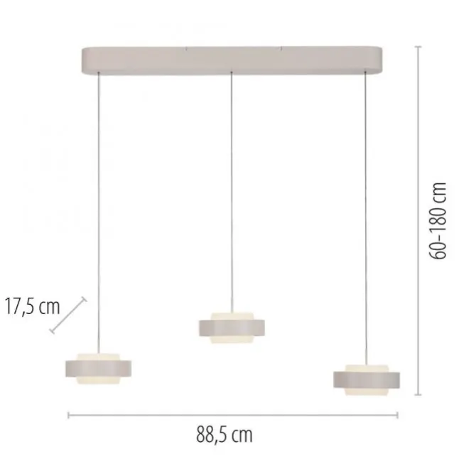 Schöner Wohnen-Kollektion 3fl. LED Pendelleuchte ELMO sandbrise