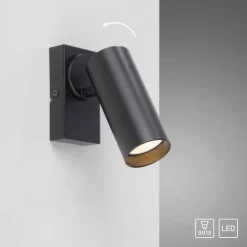 Schöner Wohnen-Kollektion LED Wand- und Deckenleuchte RIK, schwarz, einflammig
