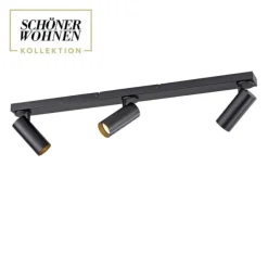 Schöner Wohnen-Kollektion LED Deckenleuchte RIK, schwarz, 3-flammig, drehbar