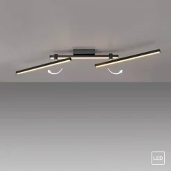 Schöner Wohnen-Kollektion LED Deckenleuchte STRAIGHT, schwarz, Arme schwenkbar