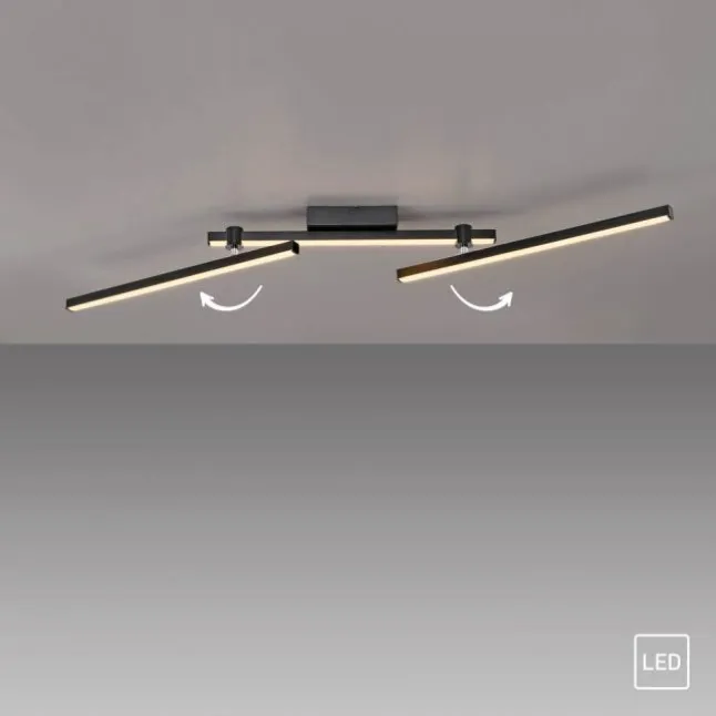 Schöner Wohnen-Kollektion LED Deckenleuchte STRAIGHT, schwarz, Arme schwenkbar