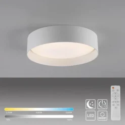 Schöner Wohnen-Kollektion LED Deckenleuchte TAVOLI weiss, rund D=28,5cm, dimmbar, Fernbedienung