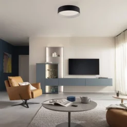 Schöner Wohnen-Kollektion LED Deckenleuchte TAVOLI, schwarz, rund D=28,5cm, dimmbar, Fernbedienung
