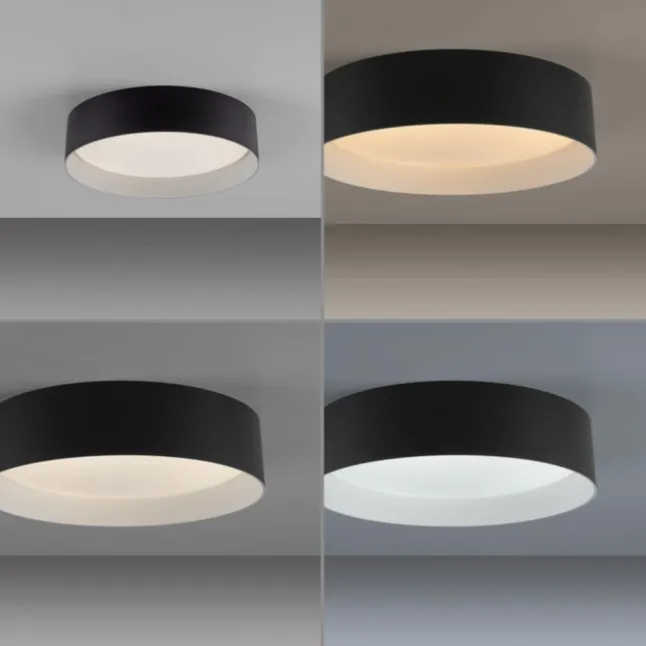 Schöner Wohnen-Kollektion LED Deckenleuchte TAVOLI, schwarz, rund D=28,5cm, dimmbar, Fernbedienung
