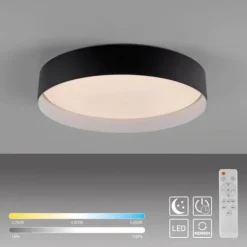 Schöner Wohnen-Kollektion LED Deckenleuchte TAVOLI, schwarz, rund D=39cm, dimmbar , Fernbedienung