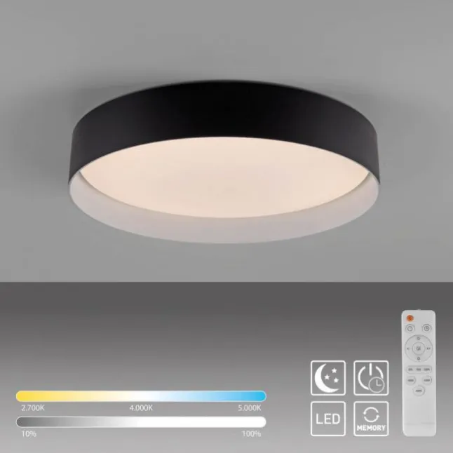 Schöner Wohnen-Kollektion LED Deckenleuchte TAVOLI, schwarz, rund D=39cm, dimmbar , Fernbedienung