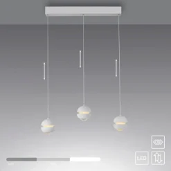 Schöner Wohnen-Kollektion LED Pendelleuchte LINI, weiss, 3-flammig, Lift