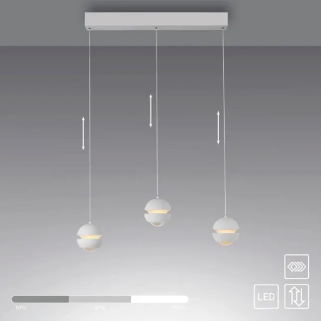 Schöner Wohnen-Kollektion LED Pendelleuchte LINI, weiss, 3-flammig, Lift