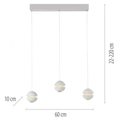 Schöner Wohnen-Kollektion LED Pendelleuchte LINI, weiss, 3-flammig, Lift