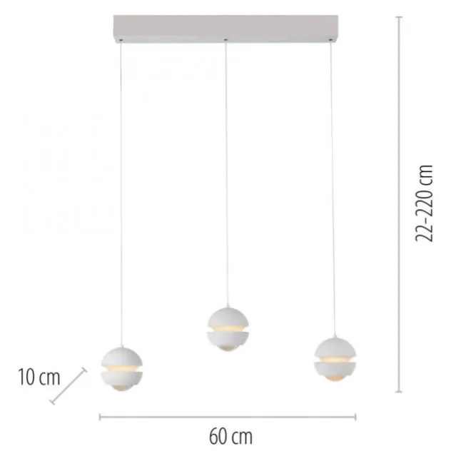 Schöner Wohnen-Kollektion LED Pendelleuchte LINI, weiss, 3-flammig, Lift