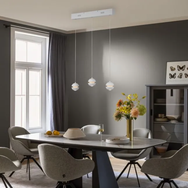 Schöner Wohnen-Kollektion LED Pendelleuchte LINI, weiss, 3-flammig, Lift