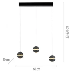 Schöner Wohnen-Kollektion LED Pendellechte, schwarz, 3-flammig, Lift