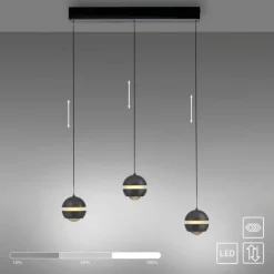 Schöner Wohnen-Kollektion LED Pendellechte, schwarz, 3-flammig, Lift