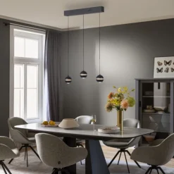 Schöner Wohnen-Kollektion LED Pendellechte, schwarz, 3-flammig, Lift