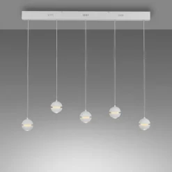 Schöner Wohnen-Kollektion LED Pendelleuchte LINI, weiss, 5-flammig, höhenverstellbar