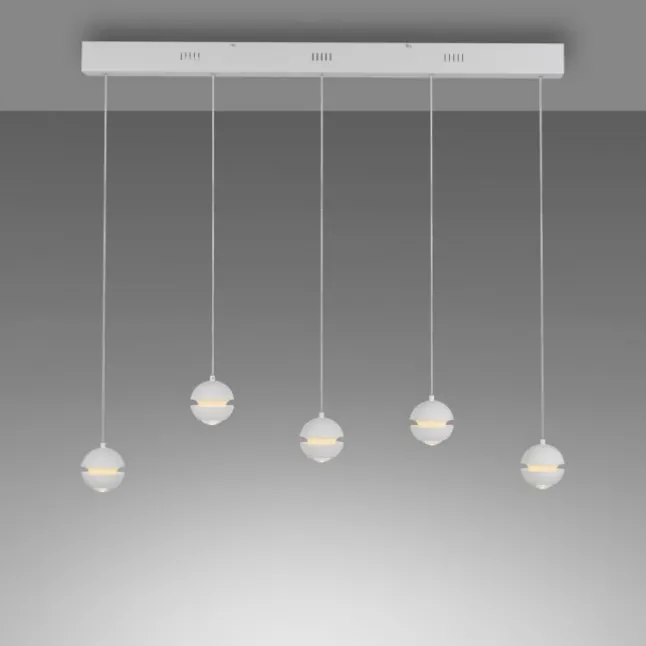 Schöner Wohnen-Kollektion LED Pendelleuchte LINI, weiss, 5-flammig, höhenverstellbar