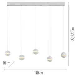 Schöner Wohnen-Kollektion LED Pendelleuchte LINI, weiss, 5-flammig, höhenverstellbar