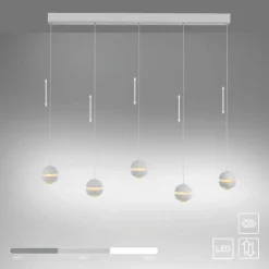 Schöner Wohnen-Kollektion LED Pendelleuchte LINI, weiss, 5-flammig, höhenverstellbar
