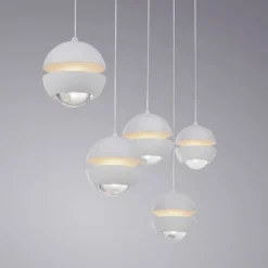 Schöner Wohnen-Kollektion LED Pendelleuchte LINI, weiss, 5-flammig, höhenverstellbar