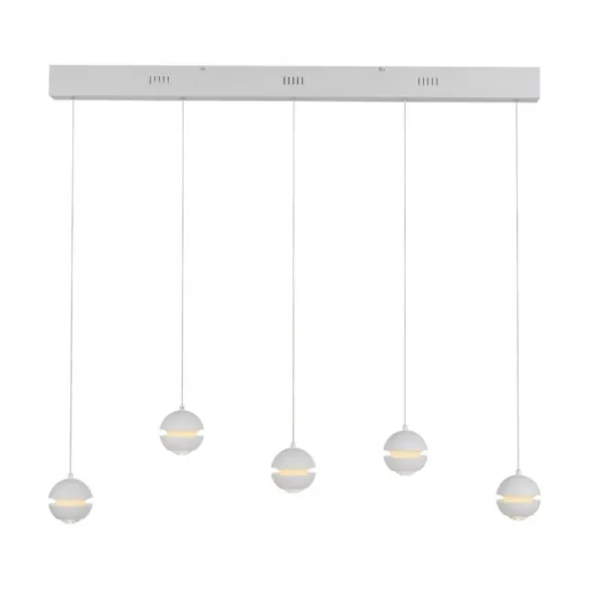 Schöner Wohnen-Kollektion LED Pendelleuchte LINI, weiss, 5-flammig, höhenverstellbar