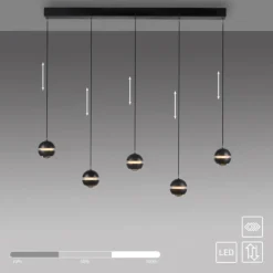 Schöner Wohnen-Kollektion LED Pendelleuchte schwarz, 5-flammig, höhenverstellbar