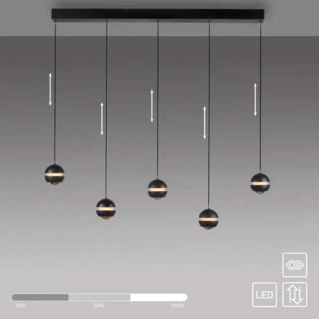 Schöner Wohnen-Kollektion LED Pendelleuchte schwarz, 5-flammig, höhenverstellbar