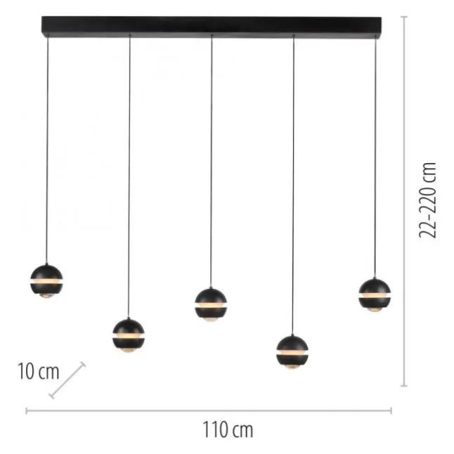 Schöner Wohnen-Kollektion LED Pendelleuchte schwarz, 5-flammig, höhenverstellbar