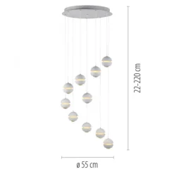 Schöner Wohnen-Kollektion LED Pendelleuchte LINI, weiss, 10-flammig, dimmbar